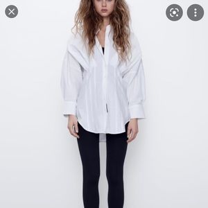 ZARA pleated poplin shirt (m)